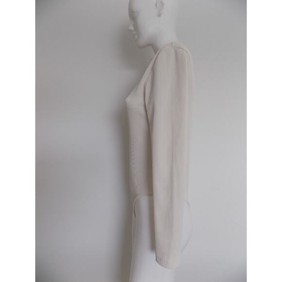 Topshop bodysuit khaki long sleeve mock turtleneck ribbed size 8-10 - Picture 3 of 7